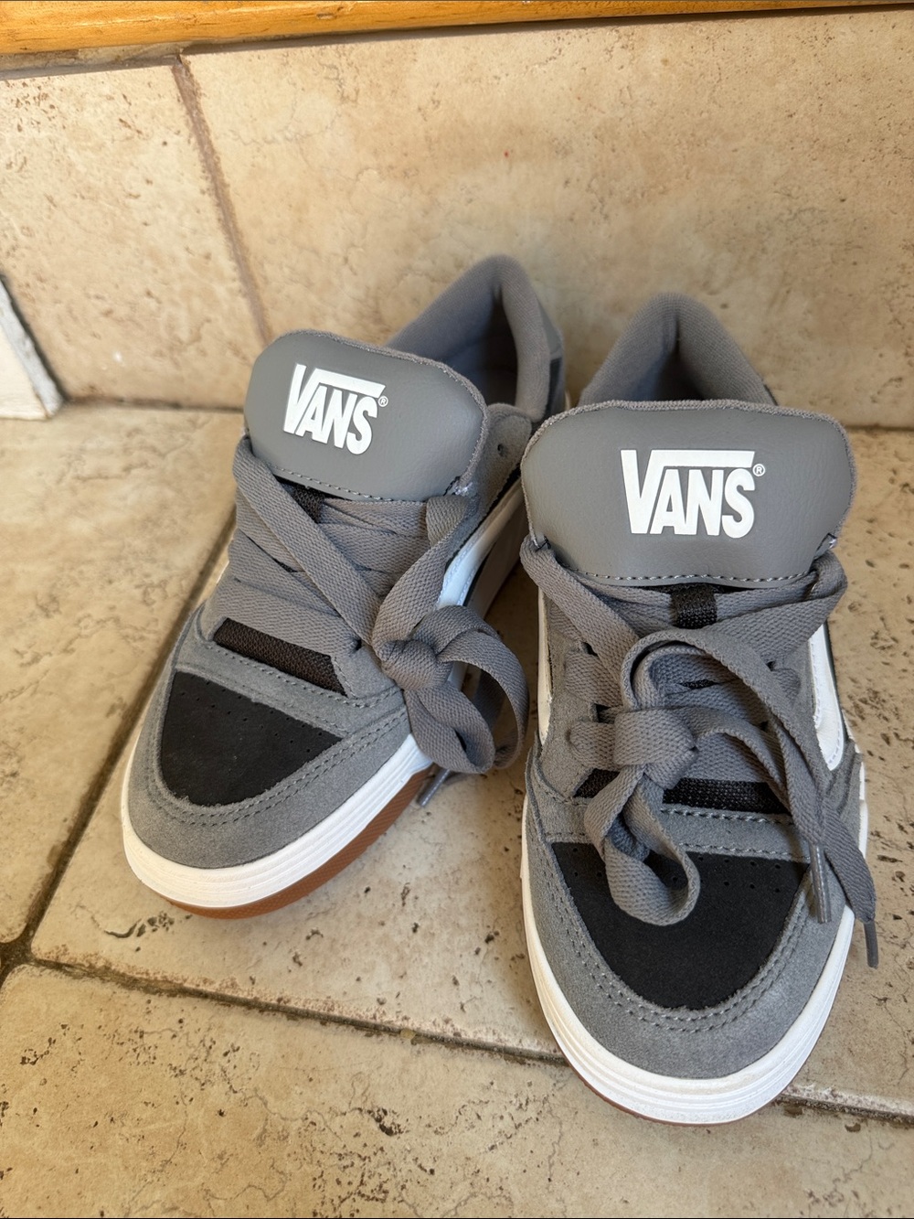 Vans Kids Gray and Black Low-Top Sneakers